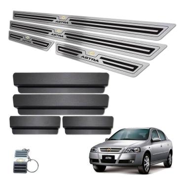 Imagem de Soleira Aço Inox Chevrolet Astra Preto Baixo Relevo 4 Portas