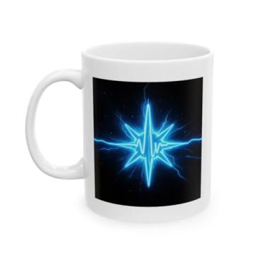 Imagem de Lair Gadgets Caneca de café Pulse of the Brave EMT – Série Storm Response – Caneca de cerâmica de 325 ml com design de pulsação elétrica e estrela da vida – presente para primeiros socorristas