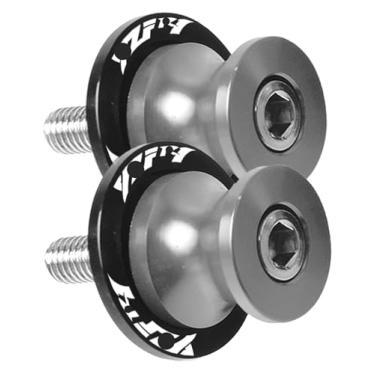 Imagem de BYYINGSUS Carretéis de braço oscilante de alumínio para motocicleta, parafuso de suporte deslizante compatível com R1 YZF-R1 YZFR1 1998-2011 2012 2013 2014 2015 2016 2017 (cinza 6 mm)