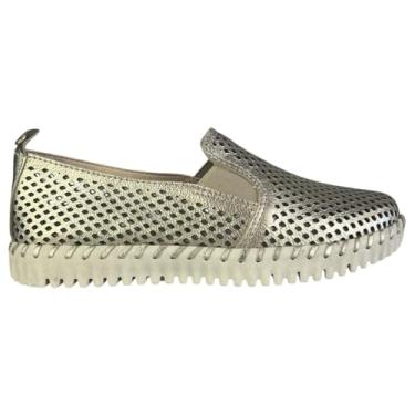 Imagem de Tênis Feminino Bottero Couro Legitimo Slip On Confortável (Dourado, BR, Adulto, Numérico, 38)