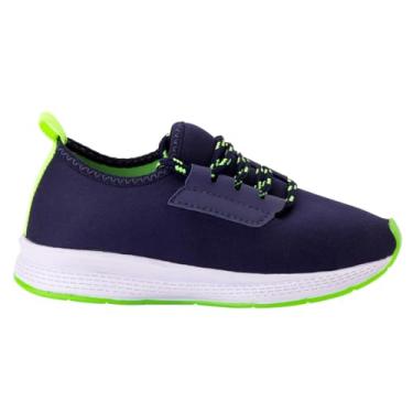 Imagem de Tênis Infantil Masculino Feminino Leve Calce Fácil com Cadarço Slip On Confortável Flexível Ideal para Escola Lazer e Passeio Menino e Menina AS378 (Azul Marinho/Amarelo Limão, BR, Criança de 4 a 8 anos, Numérico, 34)