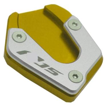 Imagem de BYYINGSUS Acessórios de modificação de motocicleta Suporte lateral ampliador almofada de suporte CNC alumínio compatível com YZF R15 V3 YZFR15 2017-2020 (ouro)