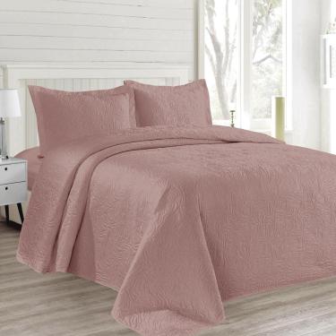 Imagem de Kit Colcha Casal com 3 Peças Organic Cazza Rosa
