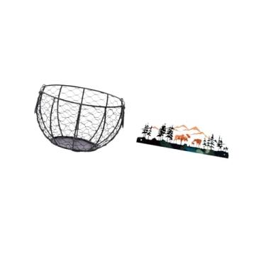 Imagem de Fenteer Cesta de Armazenamento de Arame para Ovos, Escultura de Ferro Trançado, Pendurada para de Cozinha, Banheiro, Jardim, Cerca, Interna E