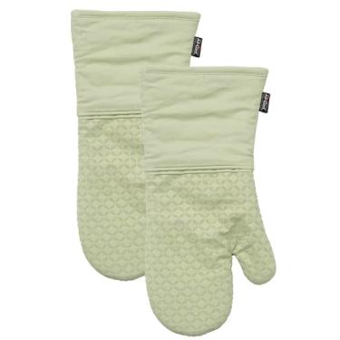 Imagem de All-Clad Luva de forno premium impressa em silicone Ogee: resistente ao calor até 500 graus - 100% algodão e silicone, luva de forno de 35,56 cm x 17,8 cm para cozinha e churrasco, pacote com 2