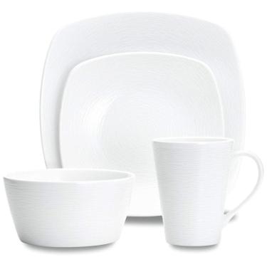Imagem de Aparelho de Jantar, Elegância e Sofisticação Para Sua Mesa com 4 Peças, Formato Quadrado e Material de Porcelana, Noritake 43813-04P, Branco