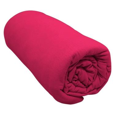 Imagem de Lençol Com Elástico Queen Portallar Malha 100% Algodão Liso Linha Casa Vermelho Fita