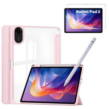 Imagem de Kit Completo para Tablet Redmi Pad 2 11'  Capa Rosa + Película + Canet
