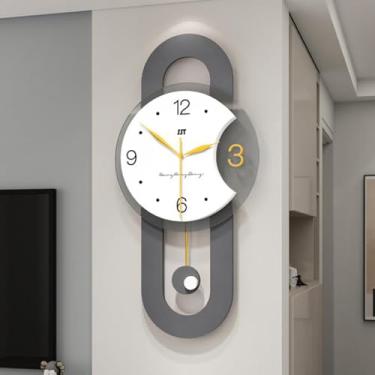 Imagem de CUTPOIY Relógio de parede grande decorativo moderno com pêndulo operado por bateria para decoração de sala de estar - ideal para parede, quarto, escritório - relógio elegante