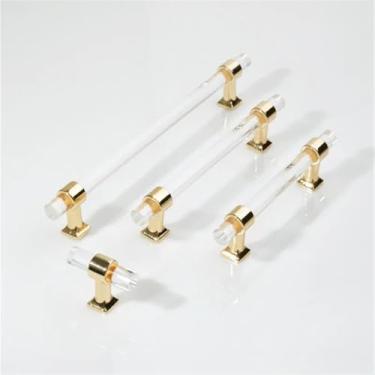 Imagem de CXYFQUUK Puxadores de porta de armário longos de acrílico barra transparente puxador de porta de armário puxadores de gaveta ferragens de móveis 2 peças (cromo 96 mm)