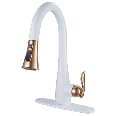 Imagem de Torneiras de cozinha com pulverizador de puxar para baixo torneira de pia de aço inoxidável de furo único design moderno e cabeça de pulverização anti-respingos adequada para fazendas, trailers