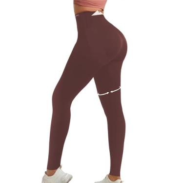 Imagem de Leggings Curvphilo XS/S marrons para levantamento de bunda de cintura 
