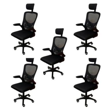Imagem de Kit 5 Cadeiras Escritório Presidente Tela Mesh Bogotá - Espresso Móvei