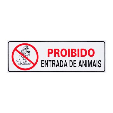 Imagem de Placa De Sinalização Proibido Entrada De Animais 30x10 Acesso - P-34 F9e