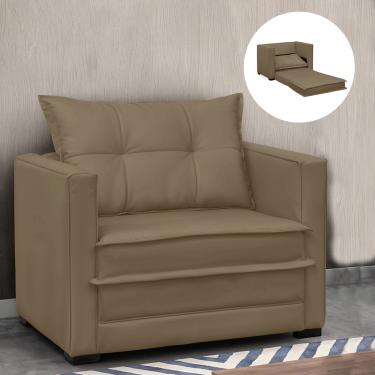 Imagem de Poltrona Cama Retrátil Solteiro Milenni Veludo Marrom Rato B03 - D'Rossi