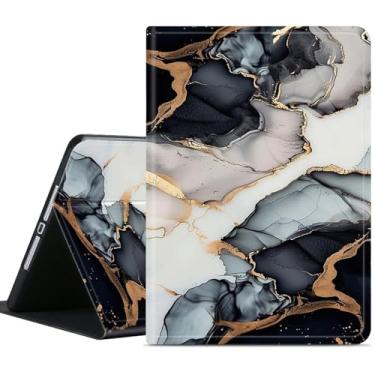 Imagem de Compatível com Apple iPad Pro 11 polegadas 2022/2021/2020/2018 modelo (4ª/3ª/2ª/1ª geração) com suporte de lápis, capa protetora de tablet ajustável, mármore preto dourado