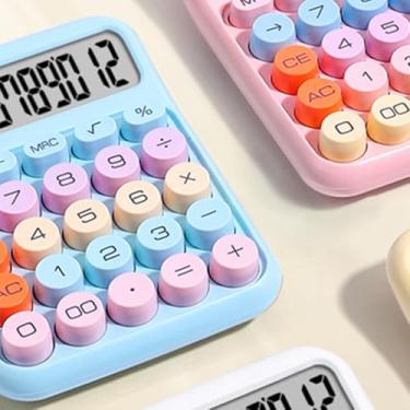 Imagem de Calculadora solar com tela grande, rosa cereja