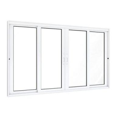 Imagem de Janela de Alumínio de Correr 100x200cm 2 Folhas Móveis 2 Fixas com Vid