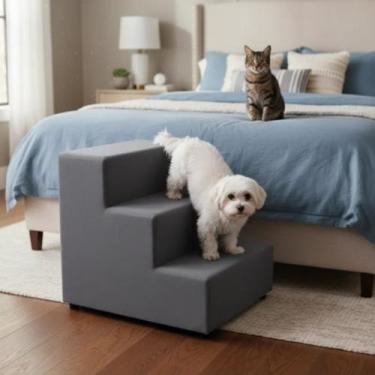 Imagem de Escada Estofada para Pets com 3 degraus - Sami Comfort, Suede Veludo -