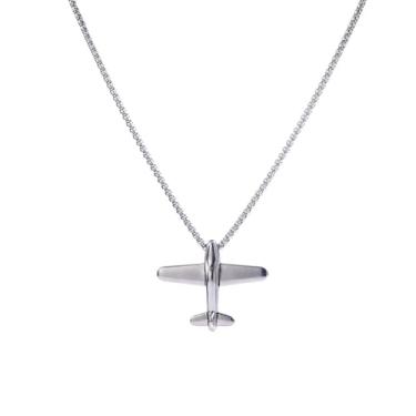 Imagem de Colar masculino com pingente de avião 3D, moderno, delicado, minimalista, feminino, masculino, viajante, joias modernas, presentes, one size, Metal, Sem Pedra Preciosa