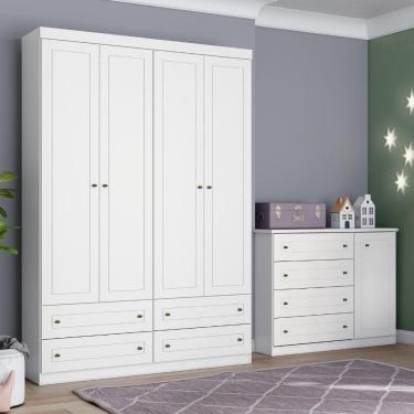 Imagem de Conjunto Guarda Roupa E Cômoda Americana Henn Branco