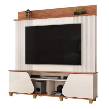 Imagem de Estante Home Theater Para Tv Até 70 Polegadas 1,82m 2 Portas Duna Off White/madeirado Off White / Madeirado