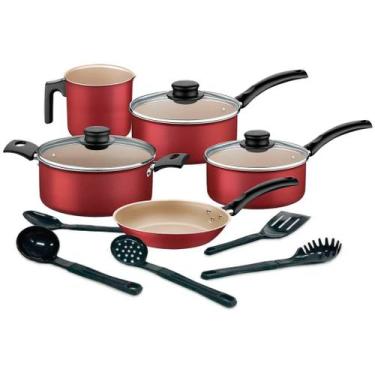 Imagem de Jogo de Panelas 5 Peças Tramontina Turim e Conjunto de Utensílios 5 pe