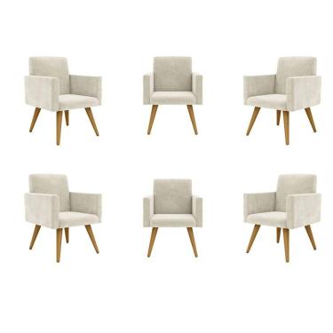 Imagem de Kit 06 Cadeiras Poltronas Decorativa - Escritório - Recepção Cor:bege