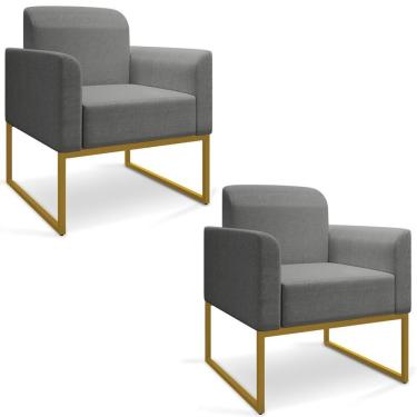 Imagem de Kit 2 Poltronas Decorativas Industrial Dourada A26 Grafite