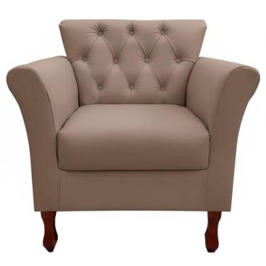 Imagem de Poltrona Decorativa Moderna Para Sala Quarto e Escritório Viena (Suede Bege Escuro)