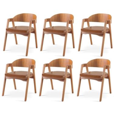 Imagem de Kit 6 Cadeiras para Sala de Jantar Luna Caramelo/Cinamomo