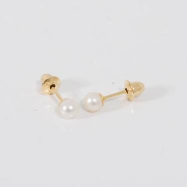 Imagem de Brinco De Ouro 18k Pérola Natural 3mm Infantil Segundo Furo - Zello