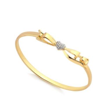 Imagem de Bracelete Laço Com Coração Cravejado Folheado A Ouro - Radhau Joias, Ú