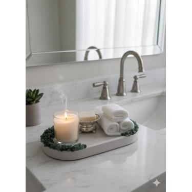 Imagem de Bandeja Decorativa Oval com Cristais de quartzo verde 18 cm x 9cm x 2cm