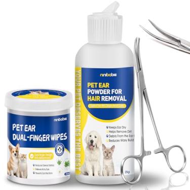Imagem de Ninibabie Ferramenta De Remoção De Pelos De Orelha De Cachorro, Tratamento Para Infecção De Orelha De Cachorro Com Pinças Curvas De 5,5 Polegadas, Lenços Umedecidos Para Orelhas De Cachorro, Todos O