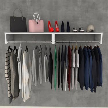 Imagem de Arara Cabideiro De Mdf Branco 100X25