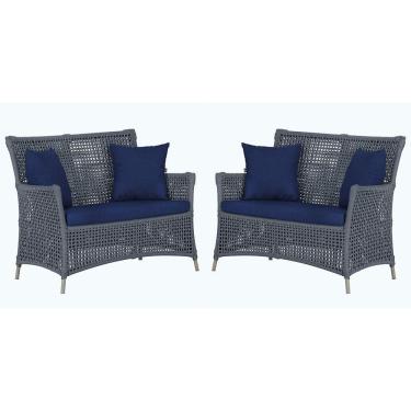 Imagem de 2 Sofás área Externa Igapó Alumínio Fendi Corda Náutica E10 Prata