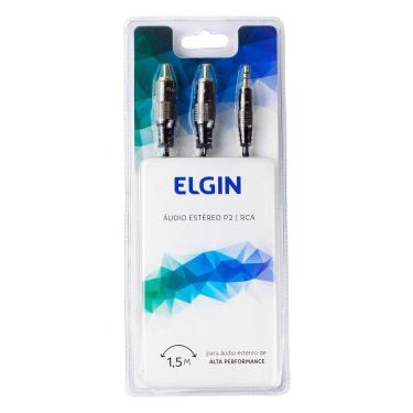 Imagem de Cabo De áudio Estéreo P2 3,5mm X 2 Rca 1,5m Caudiorca Elgin 46rcaudiorca