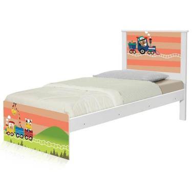 Imagem de Cama Solteiro Com Cabeceira Adesivada Trenzinho
