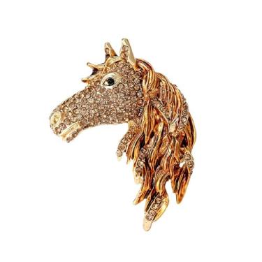 Imagem de Broche de animal com cabeça de cavalo de strass para mulheres e homens unissex moda broches de pônei de cristal alfinetes de lapela acessórios de vestido exclusivos festival de Natal festa feriado