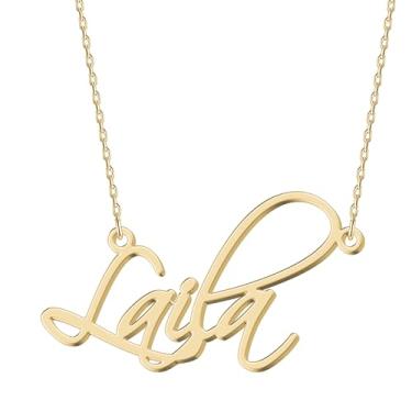 Imagem de UMAGICBOX Colar com nome personalizado – Escolha entre 14 estilos de fonte – Pingente banhado a ouro 18K personalizável – presentes ideais para aniversários, Dia das Mães, Natal, meninas,