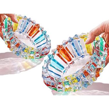 Imagem de Cinzeiro colorido de cristal de 17,8 cm e 12,7 cm, suporte de bandeja de cinzas para cigarros de charuto, decoração de mesa de mesa para escritório em casa