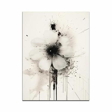 Imagem de Impressão artística floral chique pôsteres flor abstrata primavera decoração de parede casa de fazenda elegante preto e branco decoração de casa botânica 11x14 sem moldura