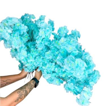 Imagem de Kit 0 a 40 Flores 45cm Flor Cerejeira artificial Decoração Casa - Ramos para Decoração de Casa, Vasos e Eventos, Beleza Eterna sem Manutenção (Verde Água,Kit 30 Unidade)