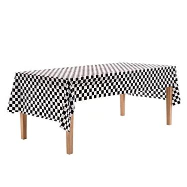 Imagem de EMAAN Pacote com 2 toalhas de mesa de plástico premium com estampa de renda branca transparente, 137 x 274 cm, capas de mesa retangulares para casamento, aniversário, noiva, chá e festa