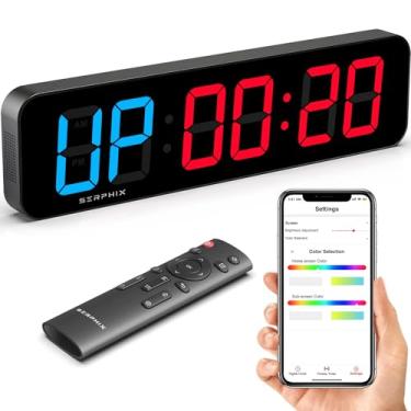 Imagem de Temporizador de academia de 38,5 cm, aplicativo e controle remoto, cores de LED personalizáveis, cronômetro, cronômetro, contagem regressiva, grande relógio de parede digital para academia em casa 004