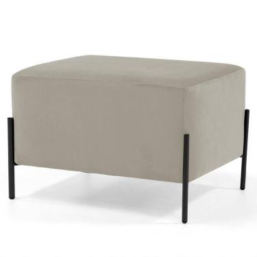 Imagem de Puff Decorativo 60cm Base Aço Status C-309 Veludo Bege - Domi