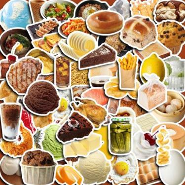 Imagem de Adesivos: Comida, sobremesa, ovo escalfado, leite, chá, 70 unidades - 