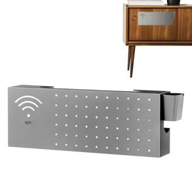 Imagem de Caixa de Ocultação para Router Wi-Fi | Aço Carbono Montagem Em Parede Organização Doméstica - Ocultador De Caixa De Internet - Para Eletrónicos E Rede Tomada Na Sala De Estar Com TV Mesa E Cesto De Li