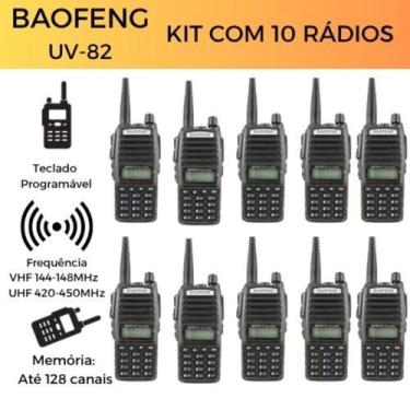 Imagem de KIT 10 Rádio Baofeng UV-82  Rádio Portátil Potente para Uso Tático - R